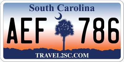 SC license plate AEF786