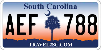 SC license plate AEF788