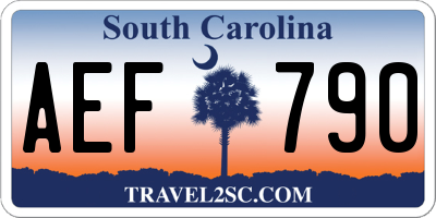 SC license plate AEF790
