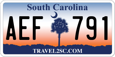 SC license plate AEF791