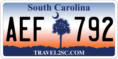 SC license plate AEF792