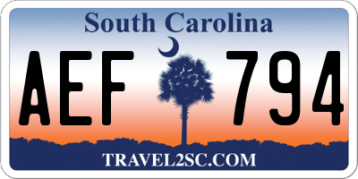 SC license plate AEF794