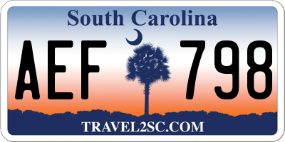 SC license plate AEF798