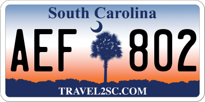 SC license plate AEF802