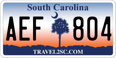 SC license plate AEF804