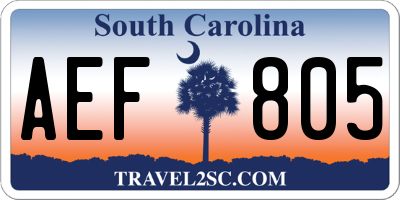 SC license plate AEF805