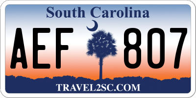 SC license plate AEF807