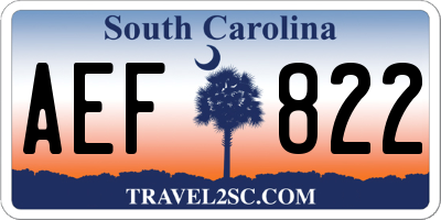 SC license plate AEF822
