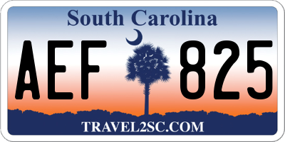 SC license plate AEF825