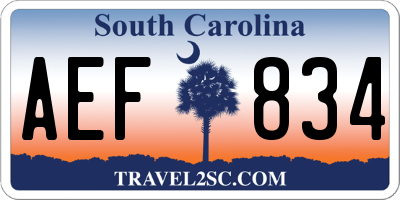SC license plate AEF834