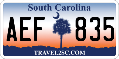 SC license plate AEF835