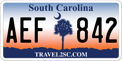 SC license plate AEF842