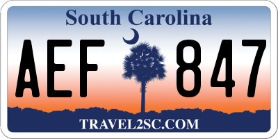 SC license plate AEF847