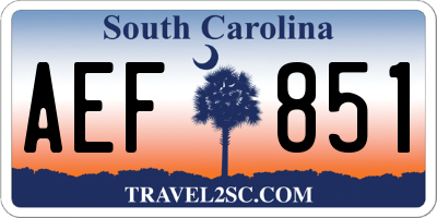 SC license plate AEF851