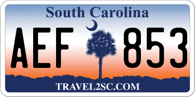 SC license plate AEF853