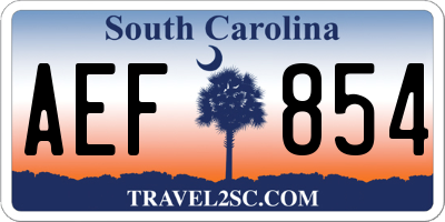 SC license plate AEF854