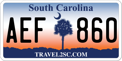 SC license plate AEF860