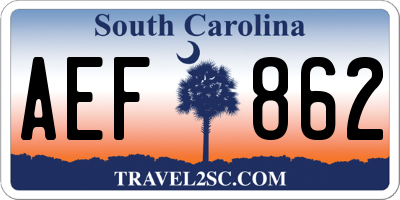 SC license plate AEF862