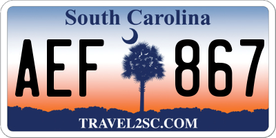 SC license plate AEF867