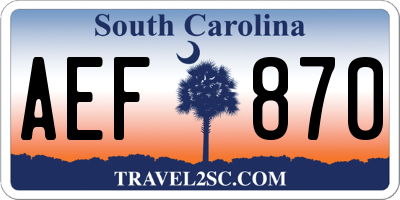 SC license plate AEF870