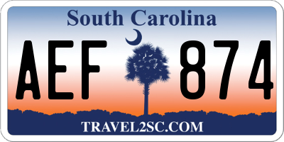 SC license plate AEF874
