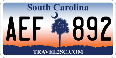 SC license plate AEF892