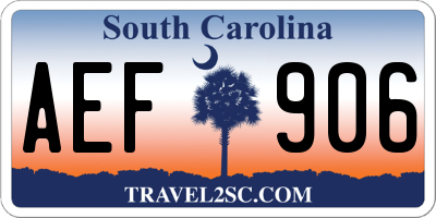 SC license plate AEF906