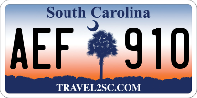 SC license plate AEF910