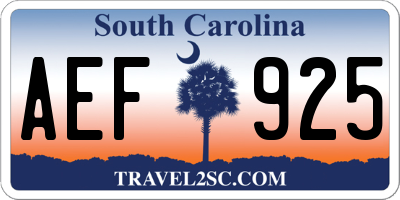 SC license plate AEF925