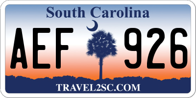 SC license plate AEF926