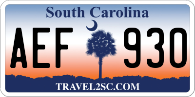 SC license plate AEF930