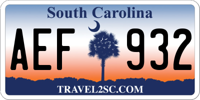 SC license plate AEF932