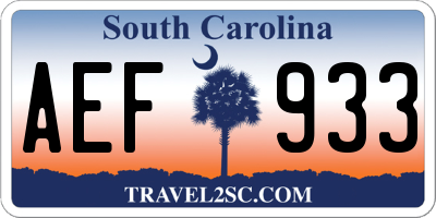SC license plate AEF933