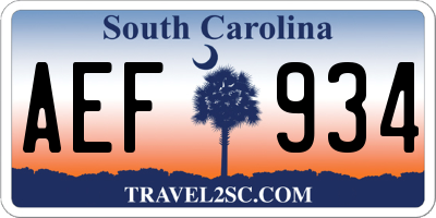 SC license plate AEF934