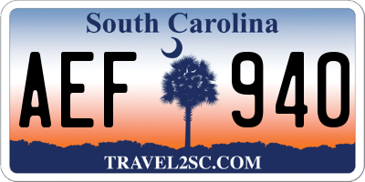 SC license plate AEF940