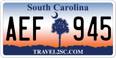 SC license plate AEF945