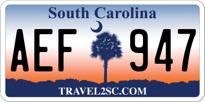 SC license plate AEF947