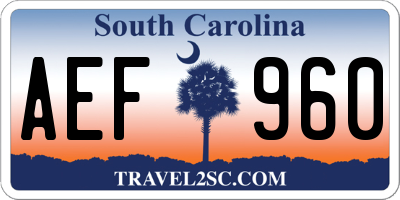 SC license plate AEF960