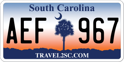 SC license plate AEF967