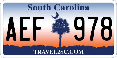 SC license plate AEF978