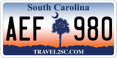 SC license plate AEF980