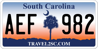 SC license plate AEF982
