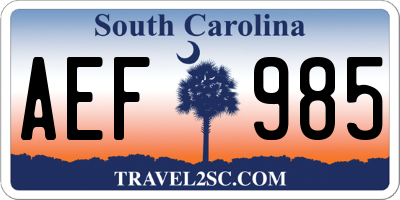 SC license plate AEF985