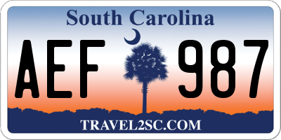 SC license plate AEF987