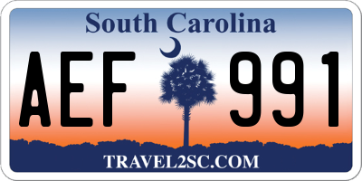 SC license plate AEF991