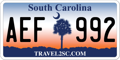 SC license plate AEF992