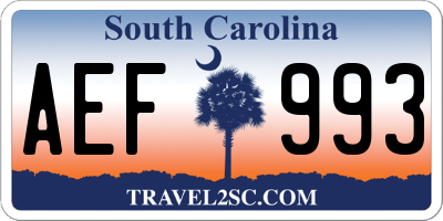 SC license plate AEF993