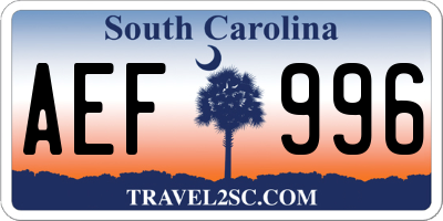 SC license plate AEF996