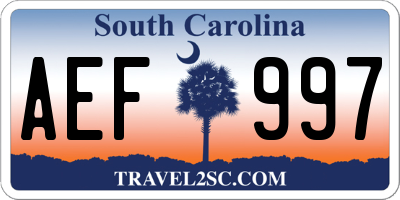 SC license plate AEF997