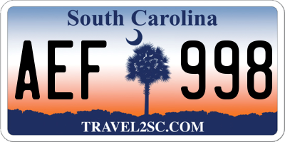 SC license plate AEF998